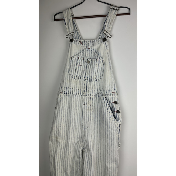 Faherty Topsail Bib Overall Railroad Stripe Blue White *Stained Distressed Small - Picture 5 of 16